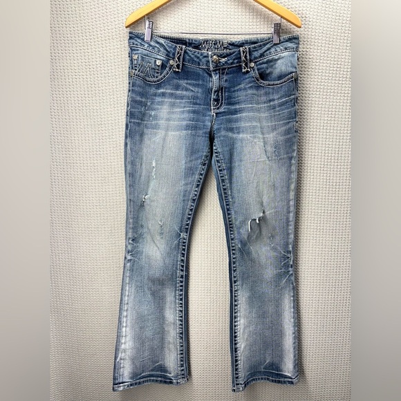 Vtg Miss Me Flared Bootcut Jeans Womens 29 Blue Denim USA From Buckle M Series - Picture 2 of 13